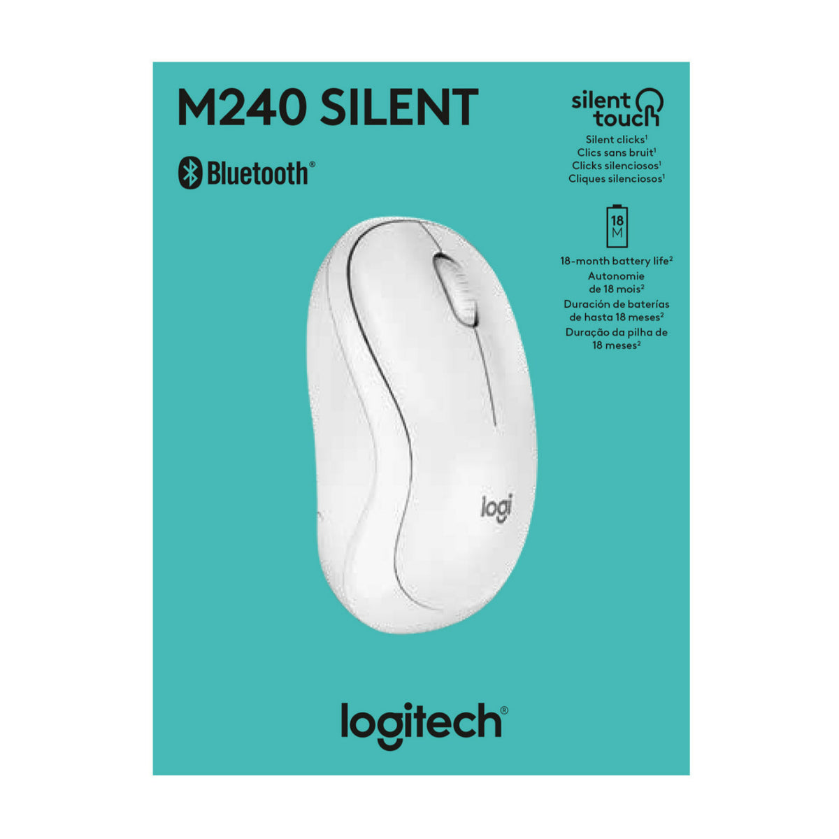 Logitech M240 Silent Cordless Long Range Bluetooth Mouse with Pre-Installed AAA Battery (Off-White)