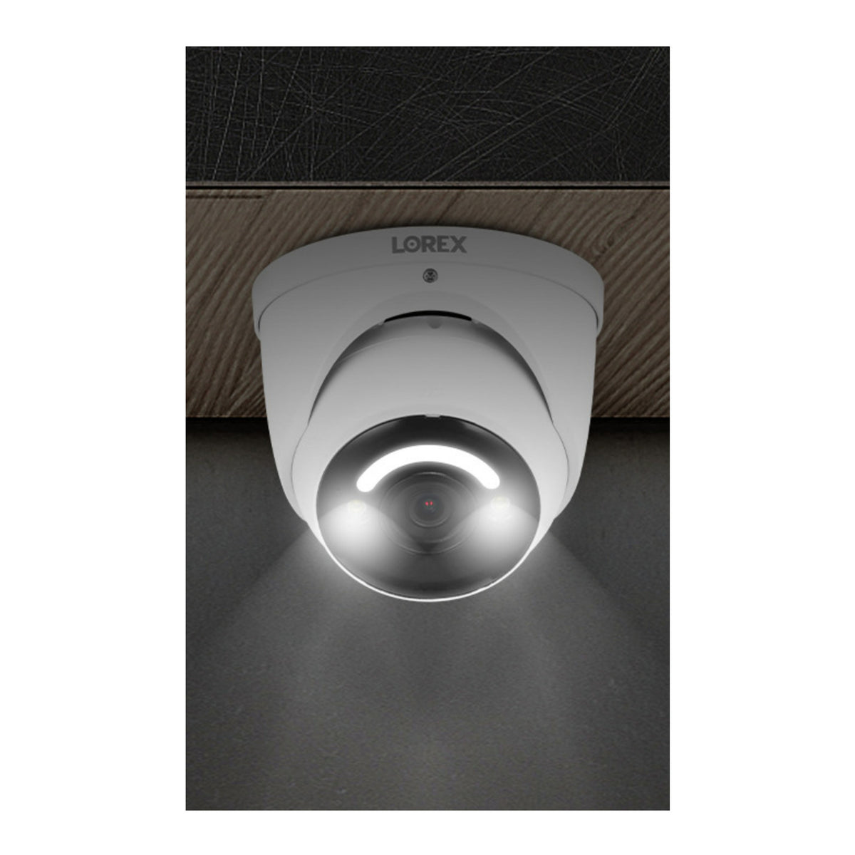 Lorex 4K Smart Security Lighting Deterrence Dome AI PoE IP Wired 8MP Two-Way Audio Camera (White)
