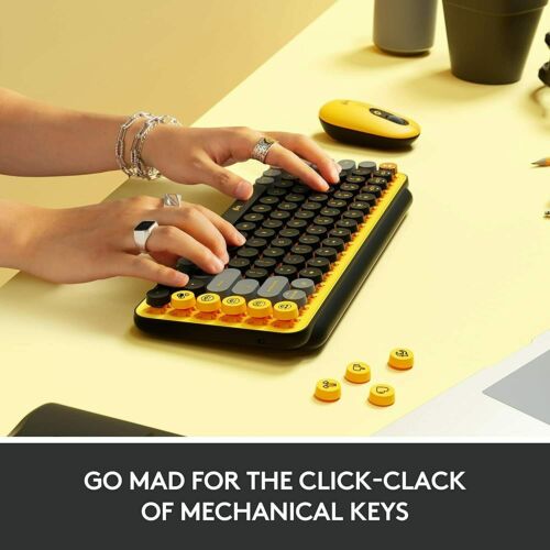 Logitech POP Keys Wireless Mechanical Keyboard with Emoji Keys - Blast Yellow
