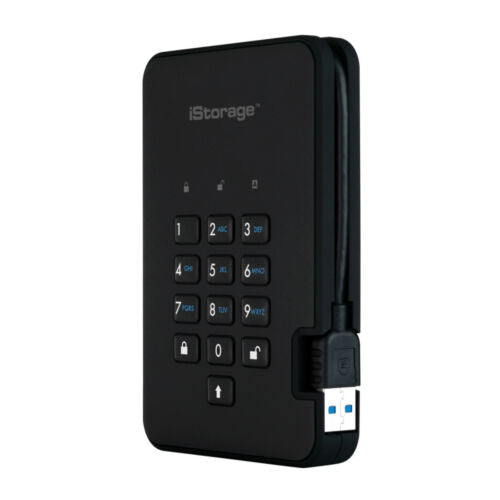 iStorage diskAshur2 USB 3.1 2TB  Encrypted Portable HDD (Phantom Black)