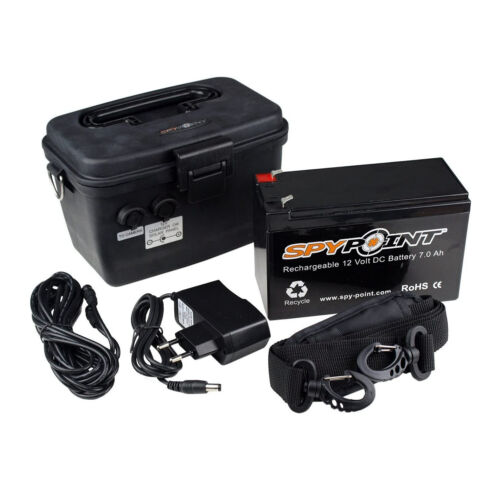Spypoint 12V Rechargeable 7.0Ah Battery, AC Charger, 12-Feet Power Cable, and Housing Kit (Black)