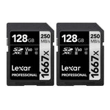 Lexar Professional 128GB 1667x Class 10, UHS-II, U3 SDXC Memory Card (2-Pack)