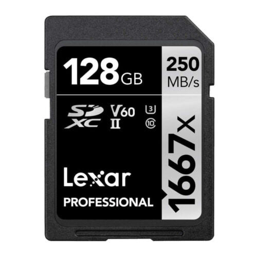 Lexar Professional 128GB 1667x Class 10, UHS-II, U3 SDXC Memory Card (2-Pack)