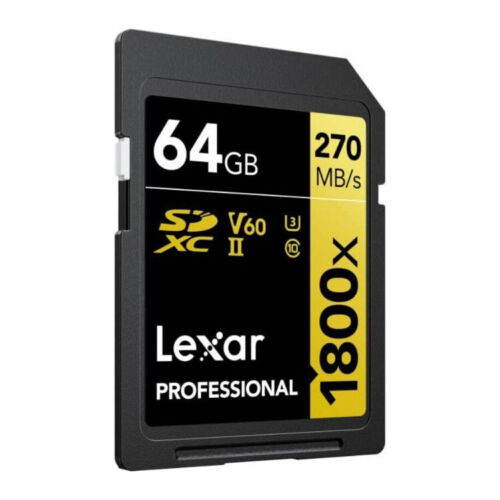 Lexar Professional 1800x SDXC UHS-II Card Gold Series, 270 MB/s Read, 180 MB/s Write (64GB, 2-Pack)