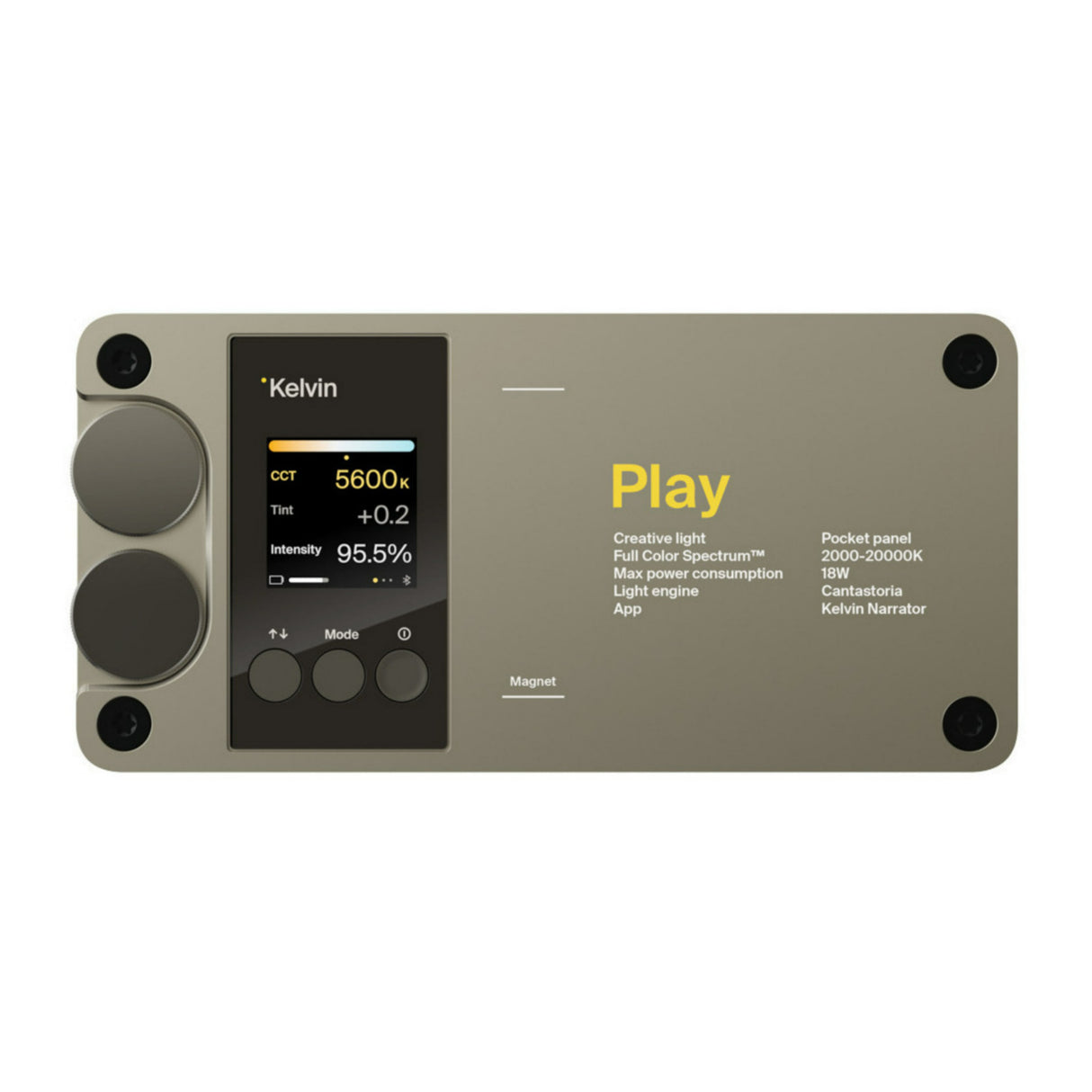 Kelvin Play Full Color Spectrum RGBACL 18W LED Panel Bluetooth Pocket Light with Built-in Battery