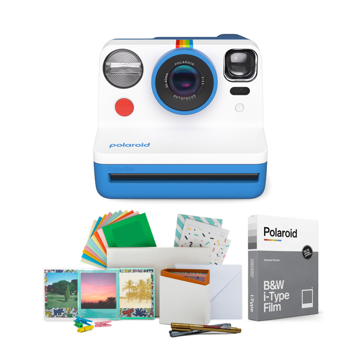 Polaroid NOW Instant Camera Generation 2 (Blue) w/Film Kit & B&W Film Bundle