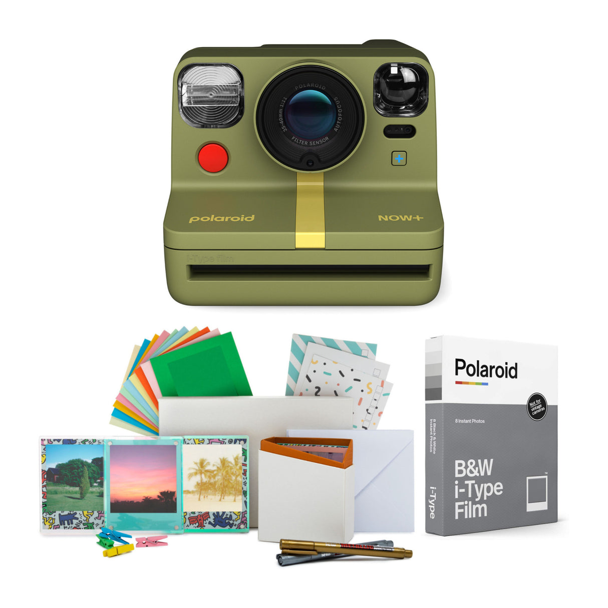 Polaroid Now+ Instant Camera Generation 2 (Forest Green) w/Film Kit & B&W Film Bundle