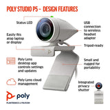 Poly Studio P5 Professional Full HD 1080p 2-Inch Webcam with Microphone and Tripod Mount (White)