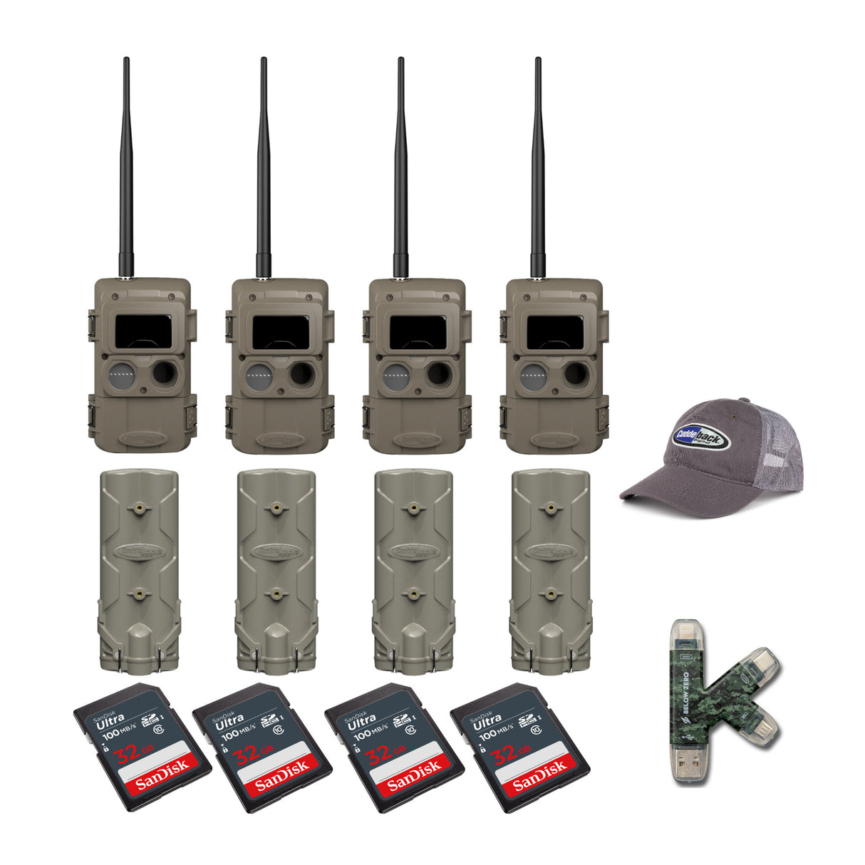 Cuddeback CuddeLink IR LED Camera (LL-2A) with PW-001 and Card (4-Pack)
