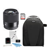 Sigma 30mm F1.4 DC DN Contemporary Lens for Nikon Z Mount with Lens Hood (Black)w/Memory Card Bundle
