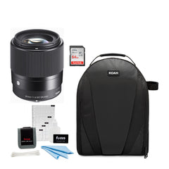Sigma 30mm F1.4 DC DN Contemporary Lens for Nikon Z Mount with Lens Hood (Black)w/Memory Card Bundle