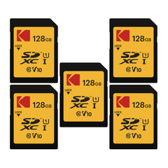 Kodak 128GB SD Class 10 UHS-I U1 V10 Full HD Memory Card with Up to 25MB/s Speed (5-pack)