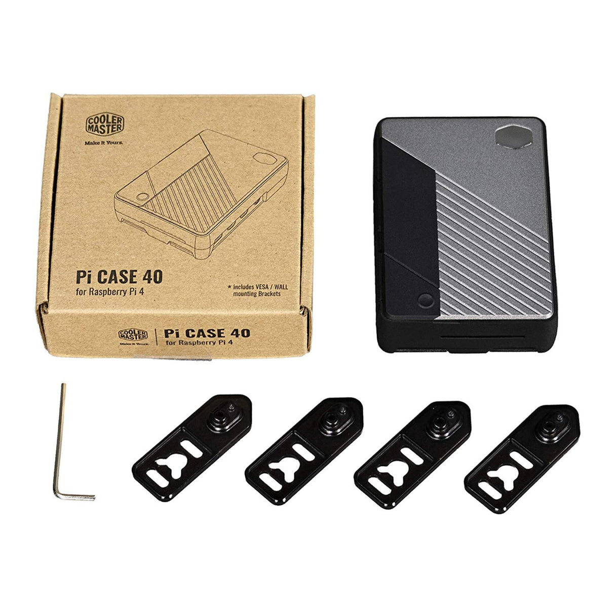 Cooler Master Pi Case 40 with Aluminum Core Heatsink, Easy-Access Ports, and Universal Mounting