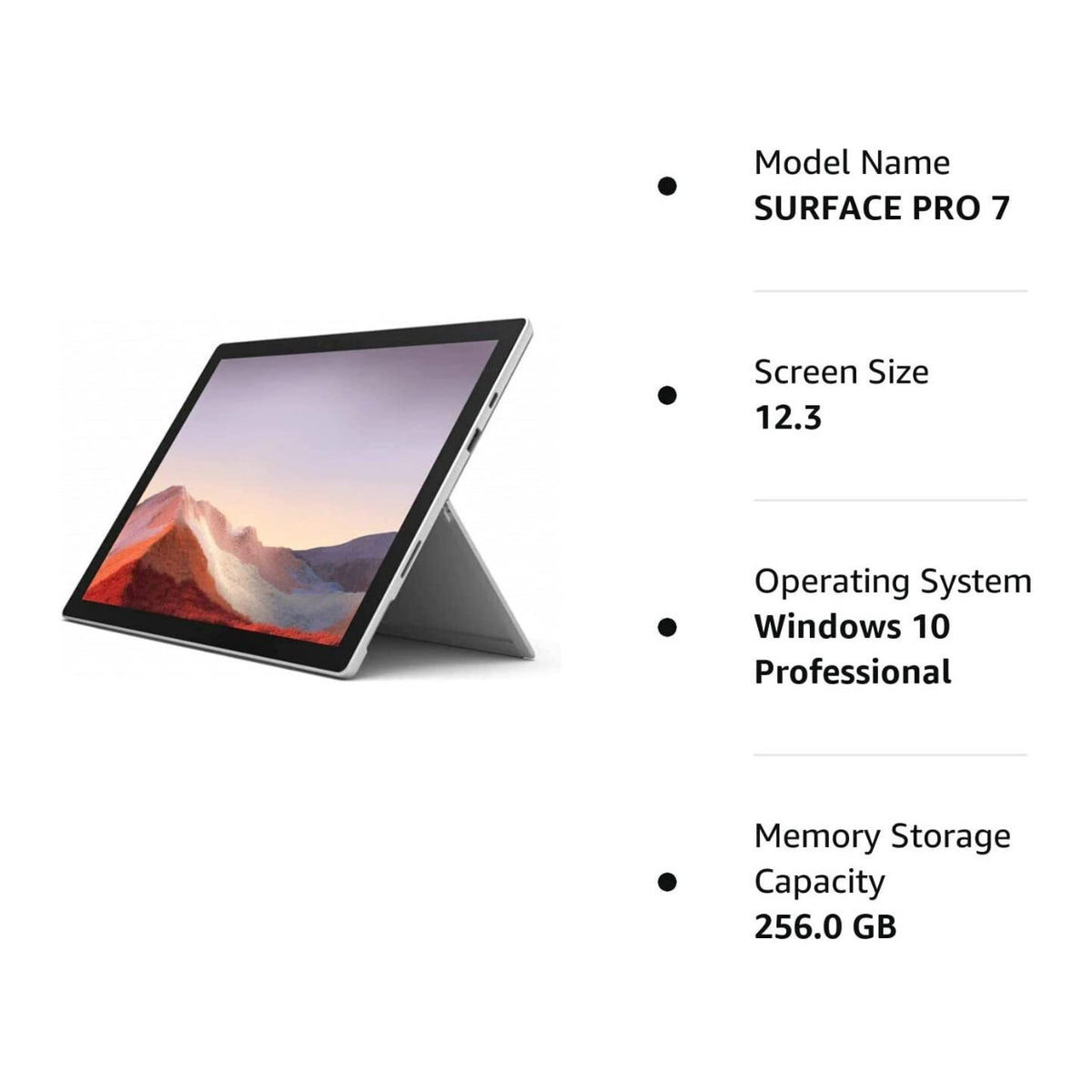 Microsoft Surface Pro 7+ Tablet, 12.3" Touch, 8GB RAM, 256GB SSD (Certified Refurbished)