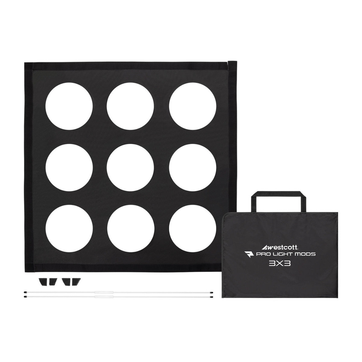 Westcott Pro Light Adjustable Corner System and Hook-And-Loop Tape Lining Mods 3 x 3 with Case