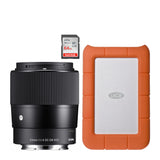 Sigma 23mm F1.4 DC DN Contemporary Series Large Aperture Lens for Sony E Mount w/Hard Drive Bundle