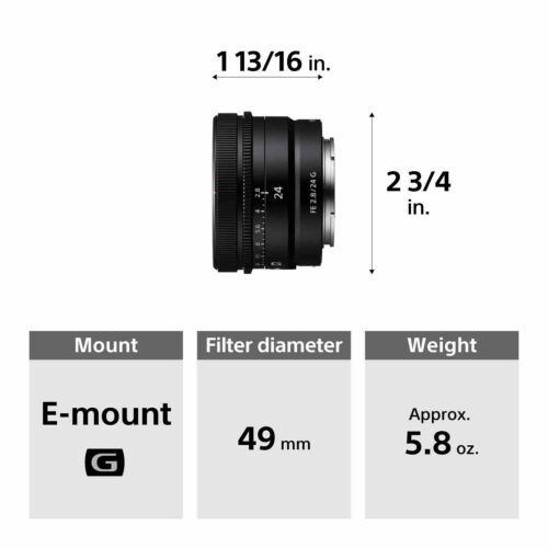 Sony SEL24F28G FE 24mm f/2.8 G Full-Frame Ultra-Compact G Series Lens (Open Box)