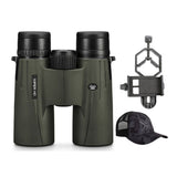 Vortex 10x42 Viper HD Roof Prism Binoculars with Smartphone Adapter and Logo Hat