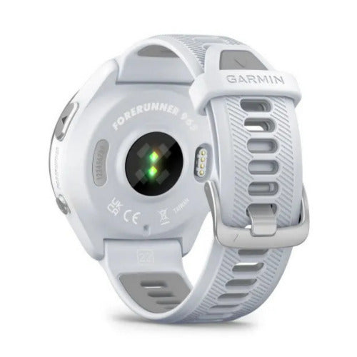Garmin Forerunner 965 GPS Running Smartwatch (White) with Charger Stand and Port Protection Plugs
