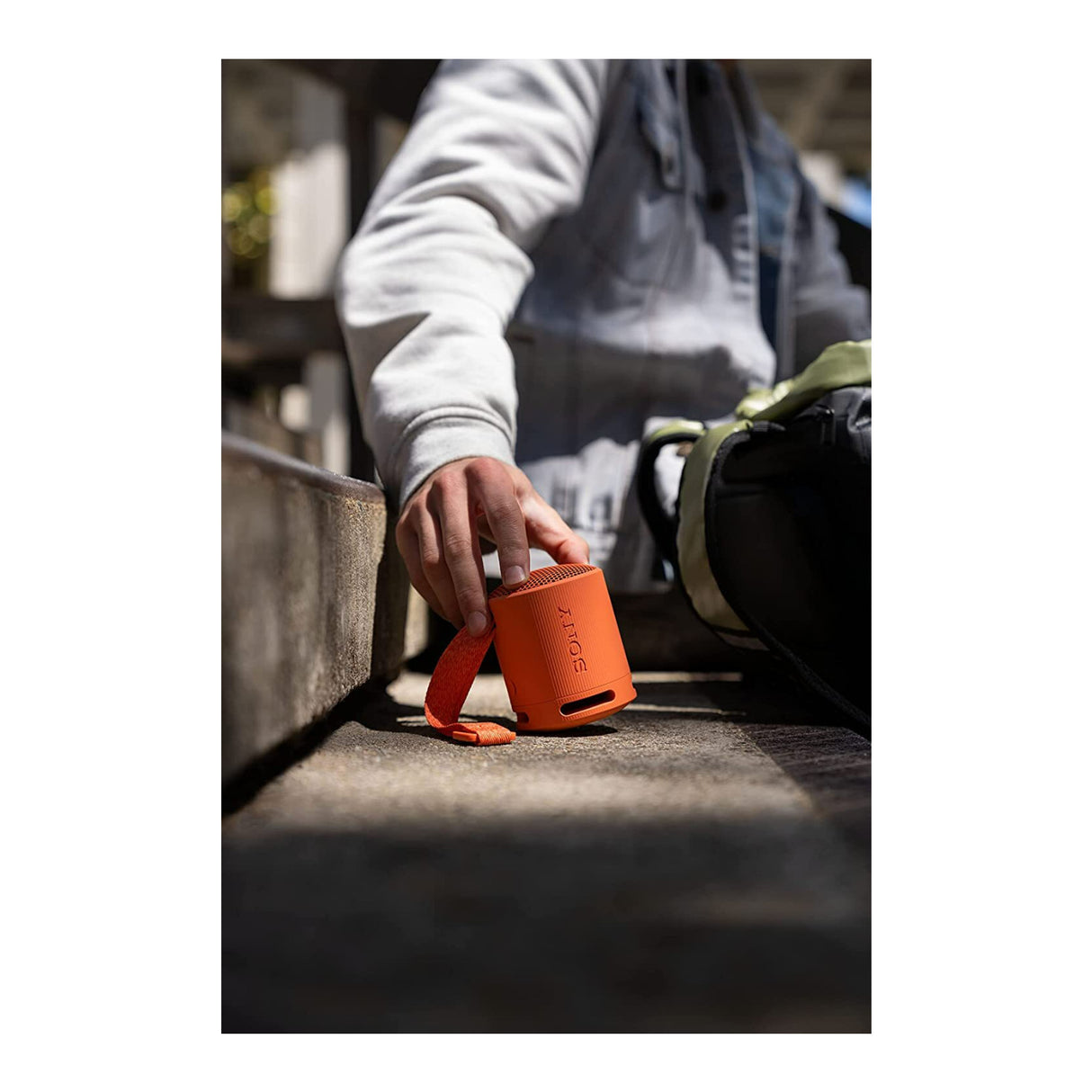 Sony SRS-XB100 Wireless Bluetooth Portable Lightweight Compact Travel Speaker with Strap (Orange)