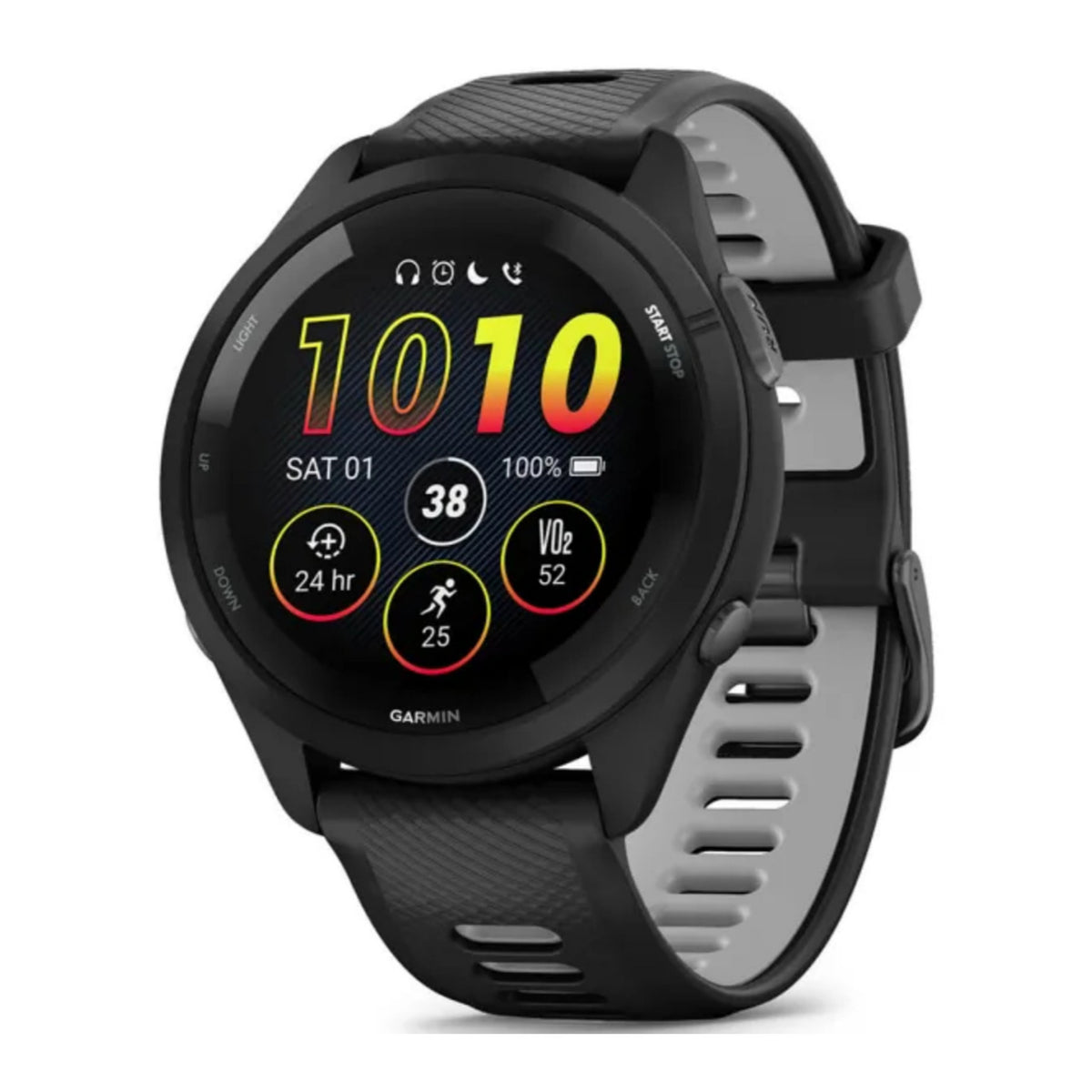 Garmin Forerunner 265 GPS Running Smartwatch (Black) with Charger Stand and Port Protection Plugs