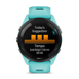 Garmin Forerunner 265 GPS Running Smartwatch (Aqua) with Charger Stand and Port Protection Plugs