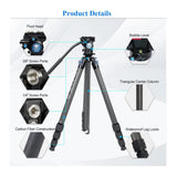 Sirui ST224 VA-5 Carbon Fiber 4 Leg Waterproof Dustproof 72-Inch Travel Tripod with Fluid Video Head