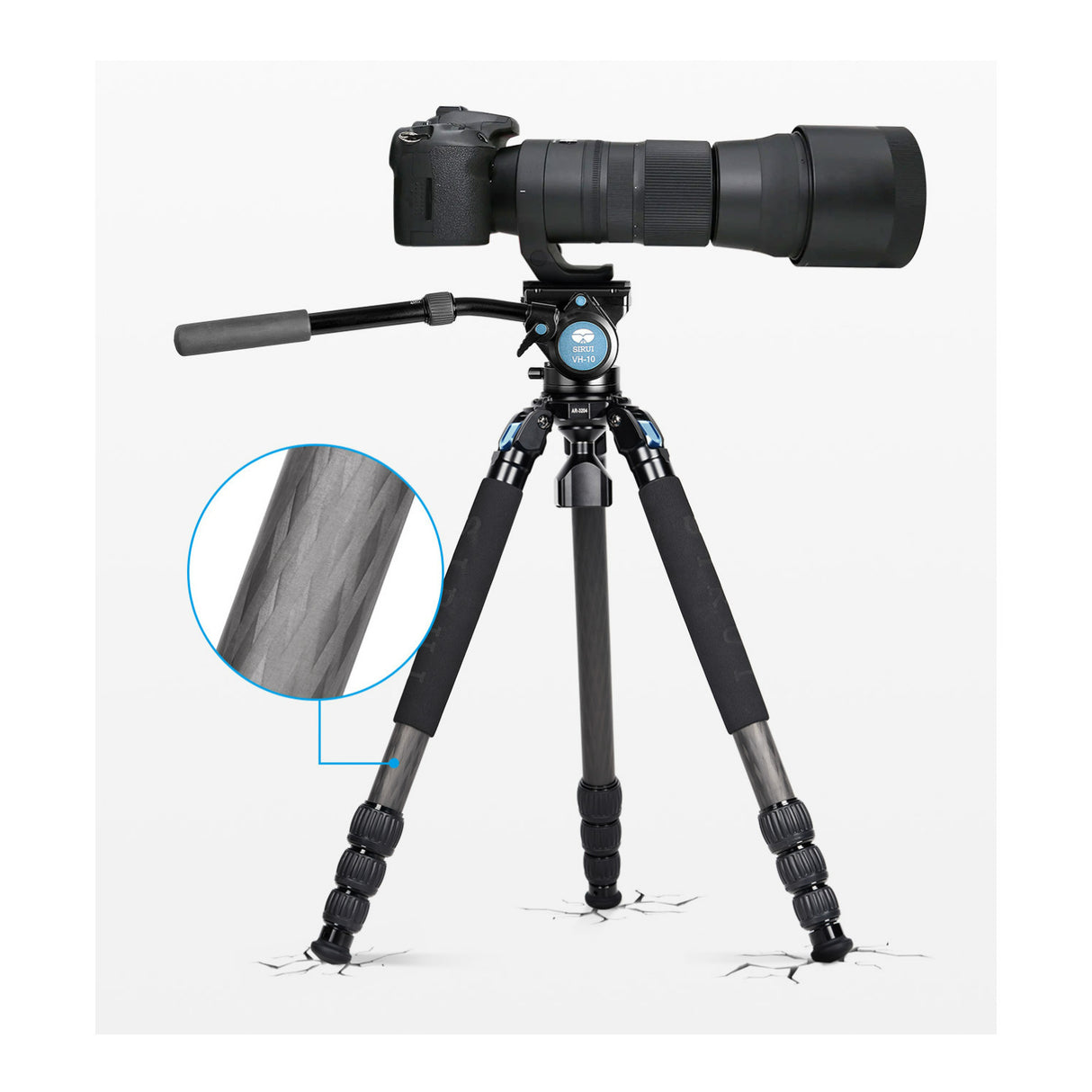 Sirui 59-Inch 4 Section 55 Pound Capacity Strong and Study Carbon Fiber Tripod for Wildlife Shooting