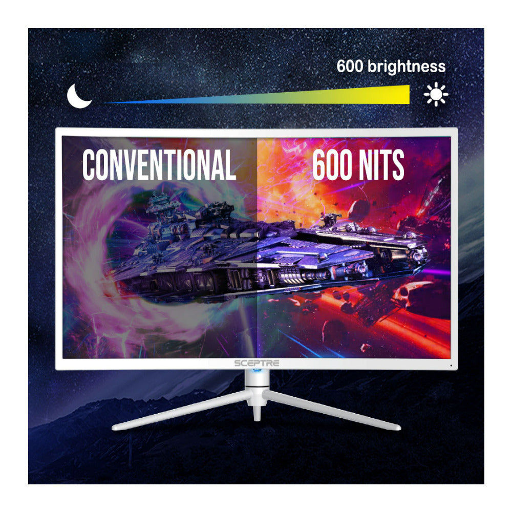 Sceptre 27-Inch Curved Nebula Series 16:9 2560x1440 165Hz Refresh Rate Gaming Monitor (White)