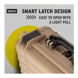 Koah Weatherproof Hard Case with Customizable Foam (18 x 14 x 7 Inch) - Tan (Open Box)