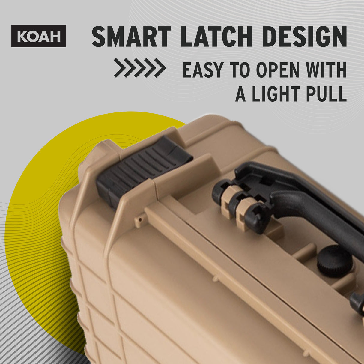 Koah Weatherproof Hard Case with Customizable Foam (18 x 14 x 7 Inch) - Tan