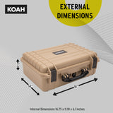 Koah Weatherproof Hard Case with Customizable Foam (18 x 14 x 7 Inch) - Tan (Open Box)