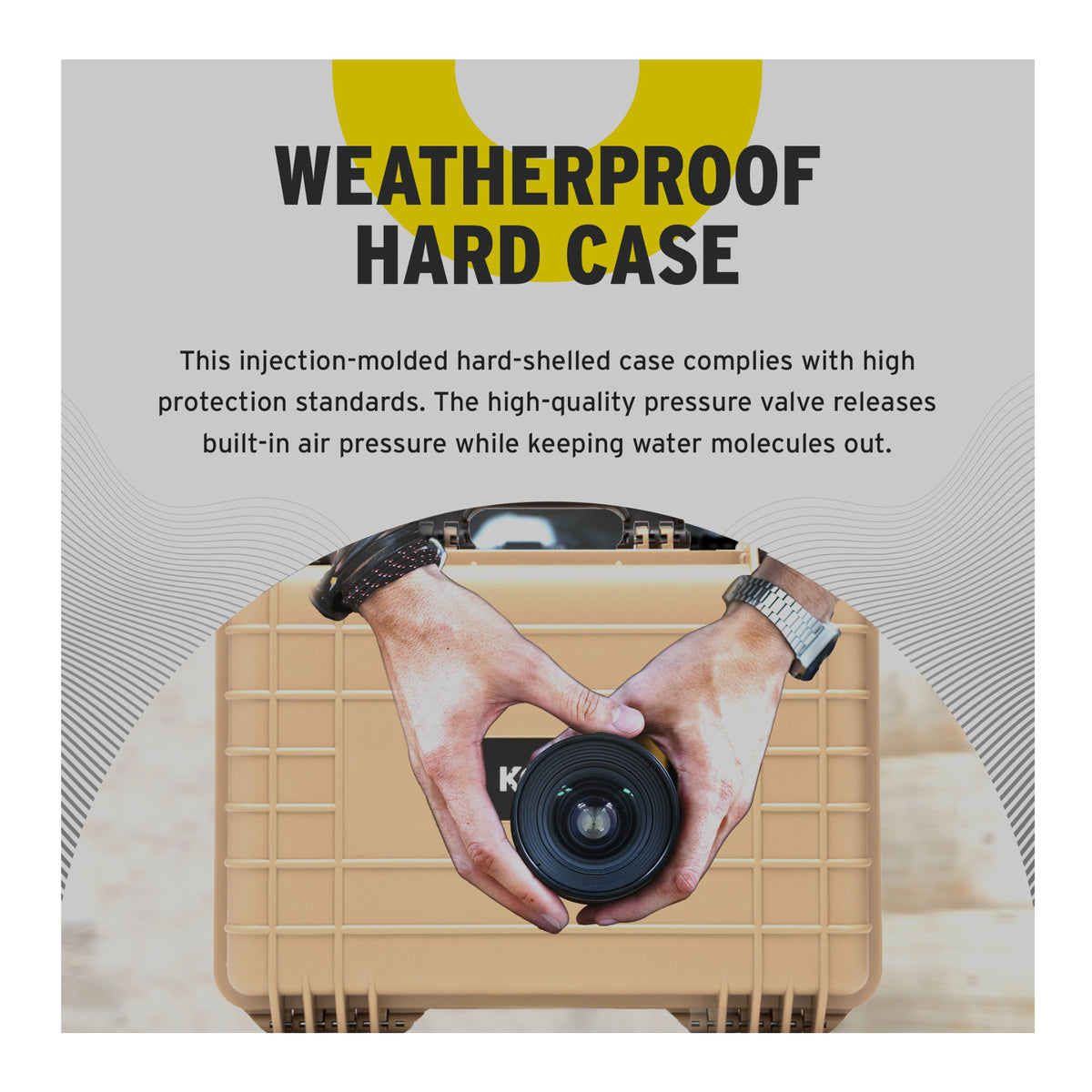 Koah Weatherproof Hard Case with Customizable Foam (18 x 14 x 7 Inch) - Tan (Open Box)