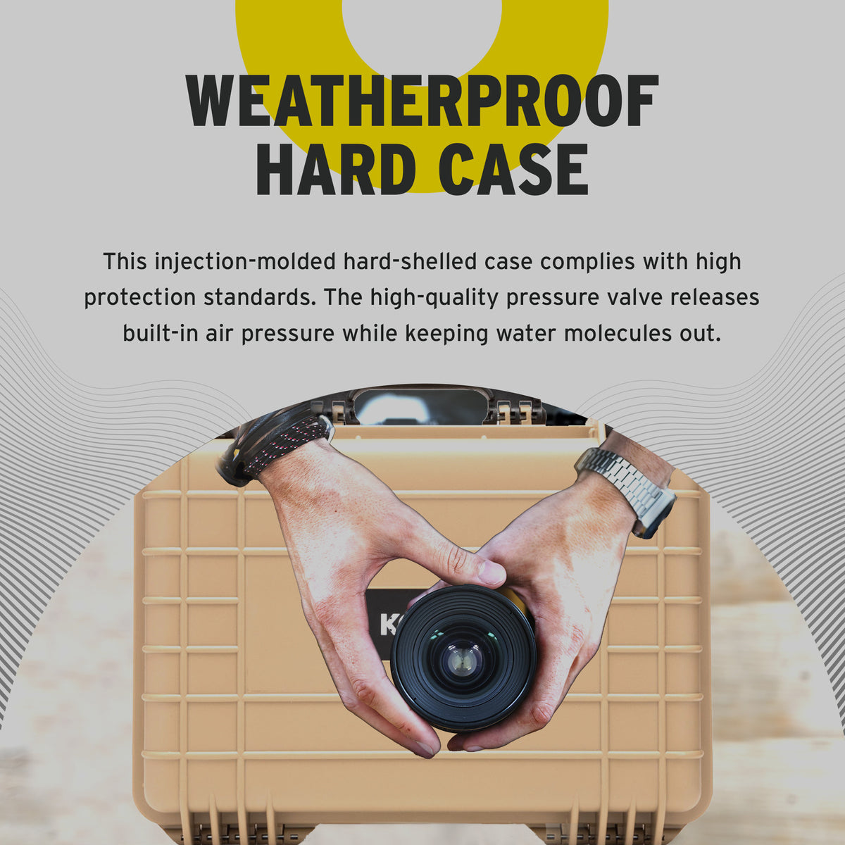Koah Weatherproof Hard Case with Customizable Foam (18 x 14 x 7 Inch) - Tan (Open Box)
