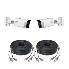Lorex 4K Metal Bullet Ultra HD IP Security Camera (White, 2-pack) with 100-Feet 4K RG59/Power Cable