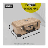 Koah Weatherproof Wheeled Hard Case with Customizable Foam (22 x 14 x 9 Inch) - Tan