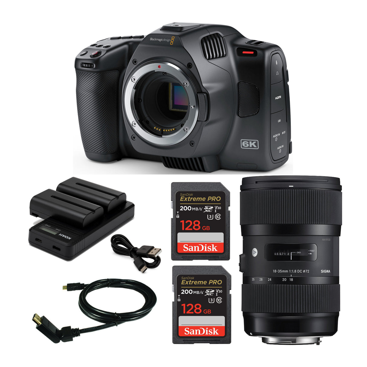Blackmagic Pocket Cinema Camera 6K G2 (Canon EF) with Sigma 18-35mm Accessory Bundle