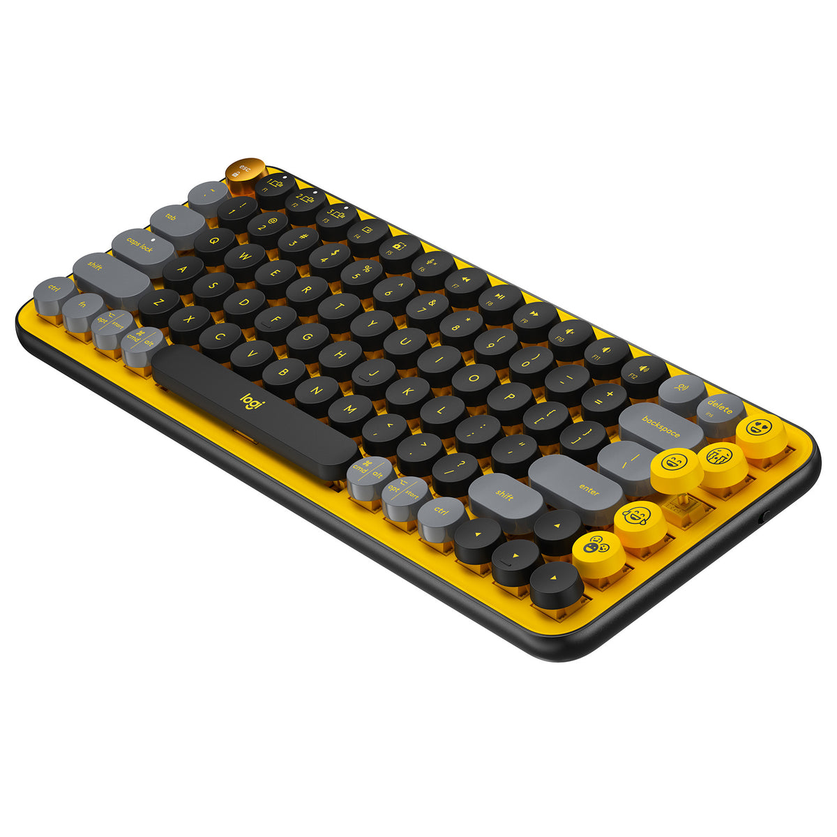 Logitech POP Keys Wireless Mechanical Keyboard with Emoji Keys - Blast Yellow w/Desk Mat