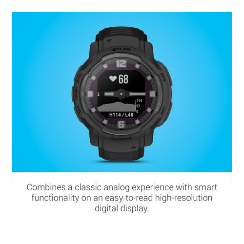 Garmin Instinct® Crossover Solar Tactical Edition Hybrid Smartwatch (Black)