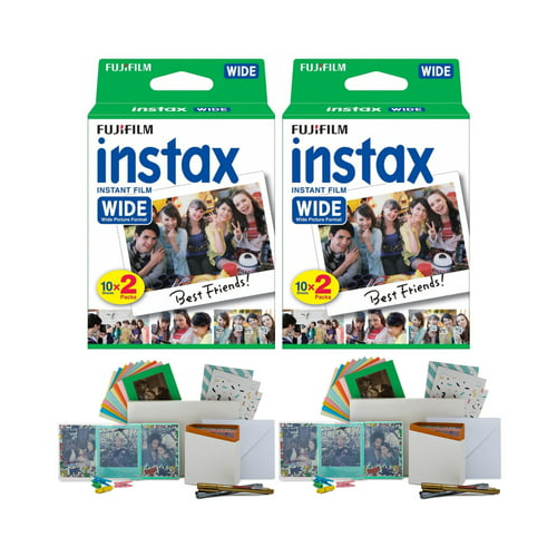 Fujifilm instax Wide Instant Film Twin Pack (40 Exposures) Bundle with PhotoBox and Acrylic Frames