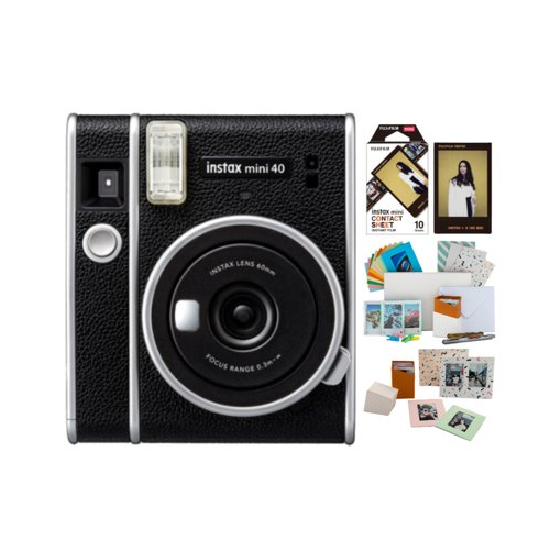 Fujifilm Instax Mini 40 Instant Film Camera with Contact Sheet Instant Film and Creative Memento Set