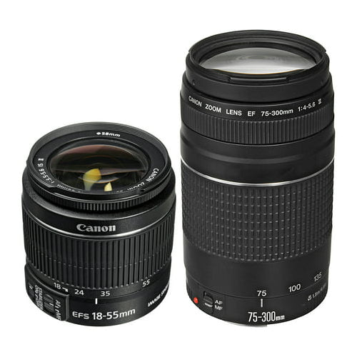 Canon EOS Rebel T7 DSLR Camera EF-S 18-55mm and EF 75-300mm Double Zoom Lens Kit