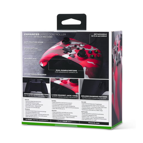 PowerA Enhanced Wired Controller for Xbox (Metallic Red Camo)