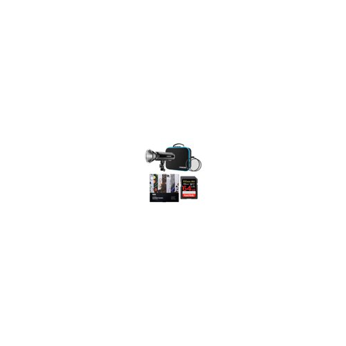 Westcott FJ200 200Ws Strobe Light with 64GB SD Card and Koah Photography Backdrop Boards