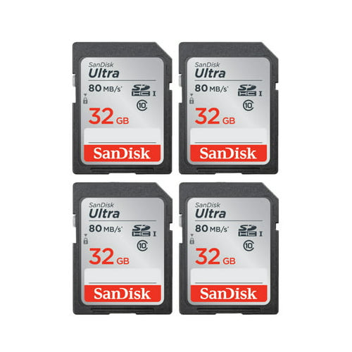 SanDisk Ultra 32GB 80MB/s SD Memory Card (4-Pack)