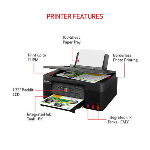 Canon PIXMA G3270 MegaTank All-in-One Wireless Color Printer with Integrated Ink Tanks (Black)