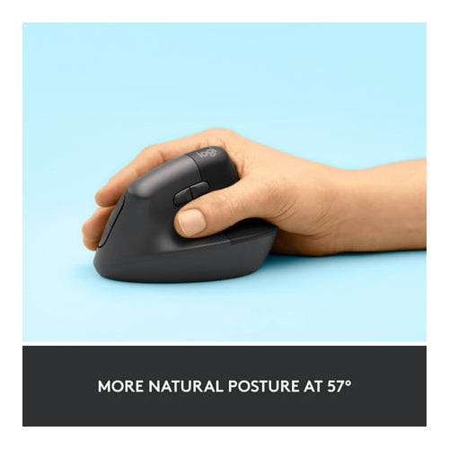 Logitech - Lift Vertical Wireless Ergonomic Mouse with 4 Buttons - Graphite