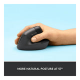 Logitech - Lift Vertical Wireless Ergonomic Mouse with 4 Buttons - Graphite