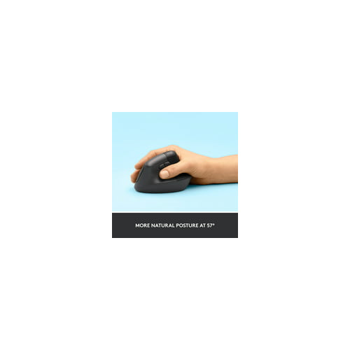 Logitech - Lift Vertical Wireless Ergonomic Mouse with 4 Buttons - Graphite
