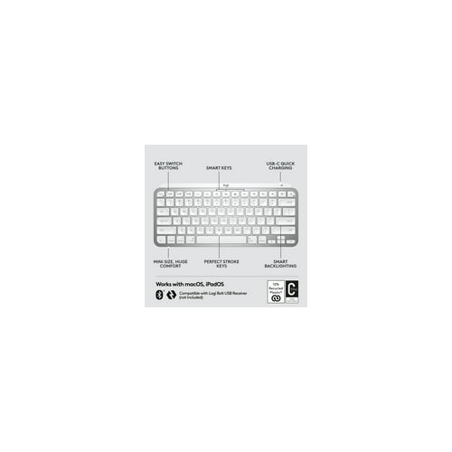 Logitech MX Keys Mini for Mac Minimalist Wireless Illuminated Keyboard